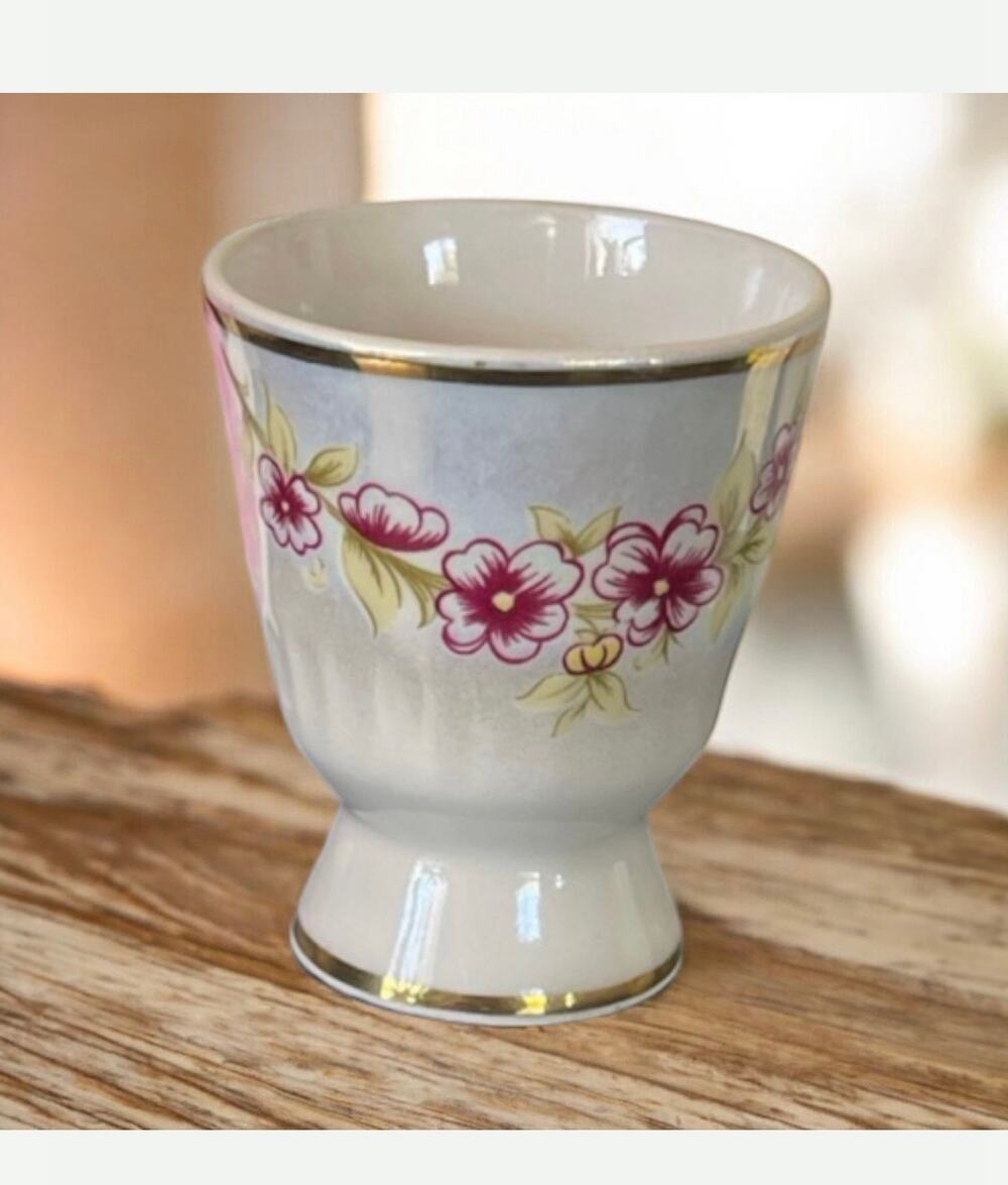 Vintage Floral Egg Cup Toothpicks Holder